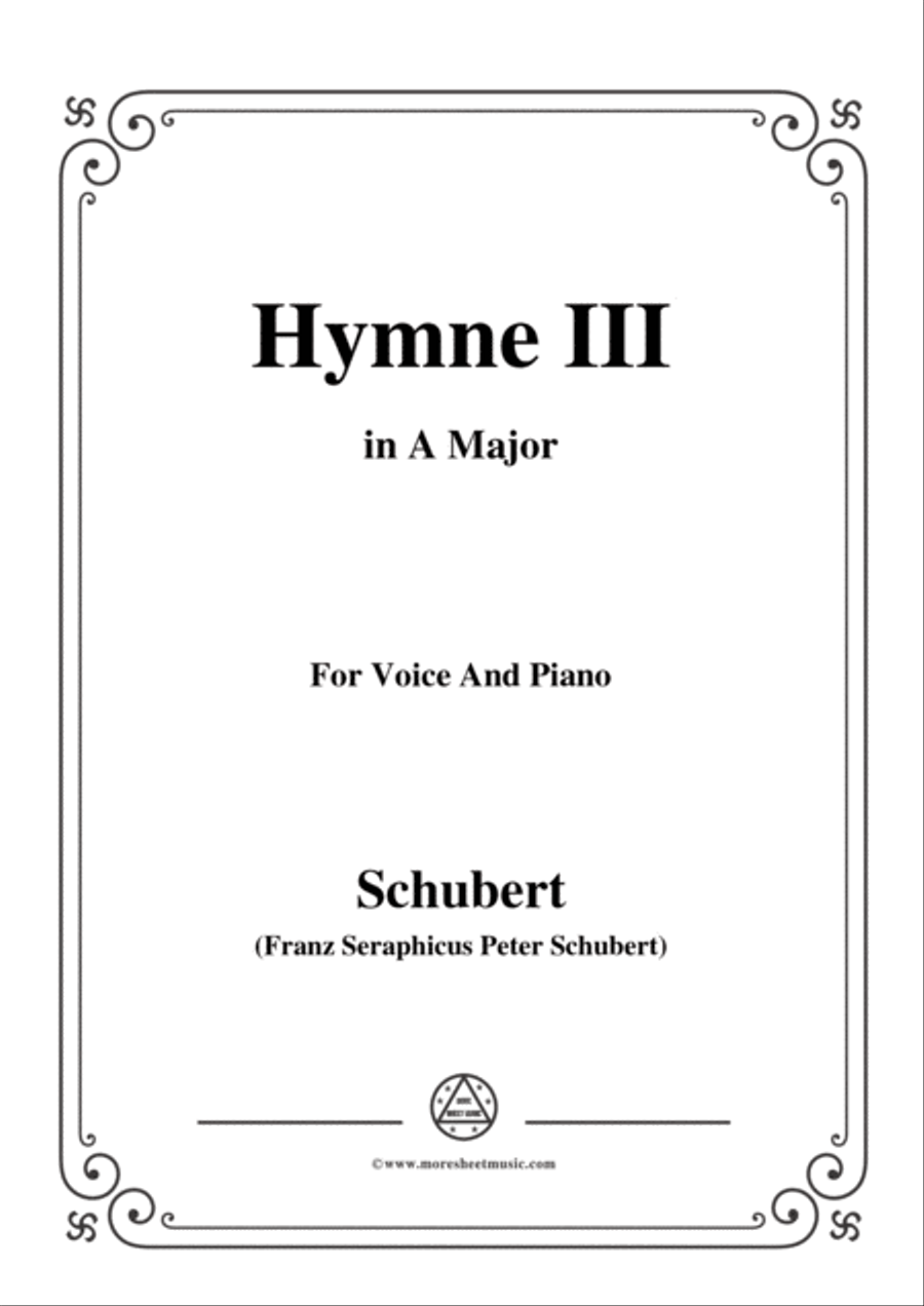 Schubert-Hymne(Hymn III),D.661,in A Major,for Voice&Piano Voice scores gallery preview page 1