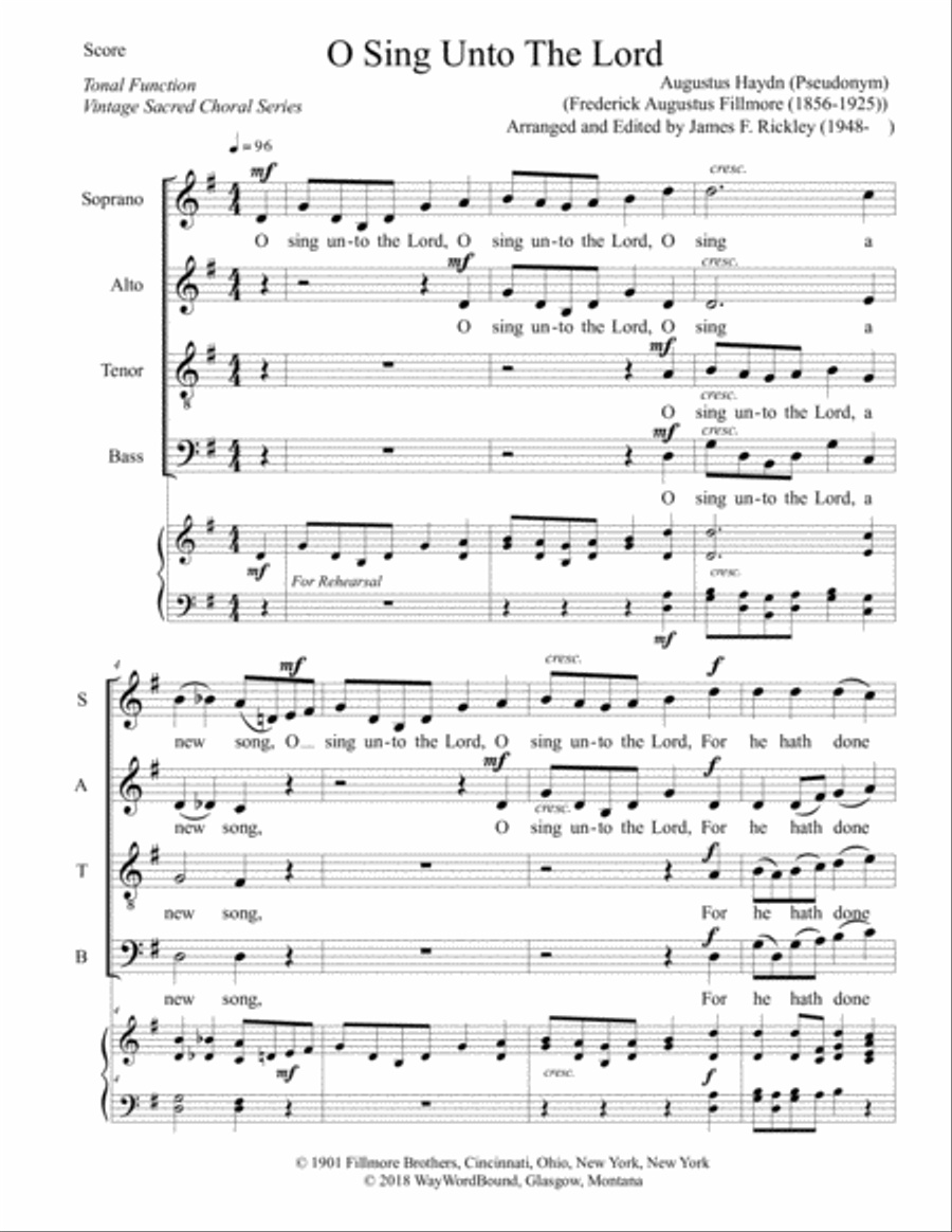 O Sing Unto The Lord 4-Part scores gallery preview page 1