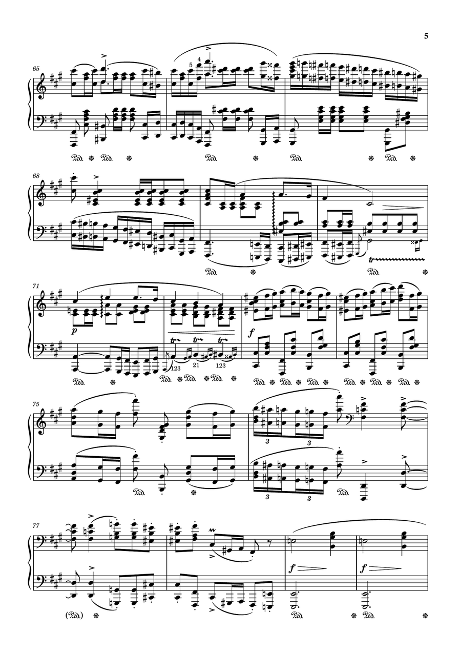 Chopin - Polonaise No.5 in F Sharp Minor. Op.44 - Original With Fingering For Piano Solo Piano Solo scores gallery preview page 5