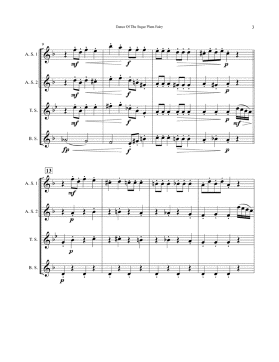 Dance of the Sugar Plum Fairy Woodwind Quartet scores gallery preview page 3