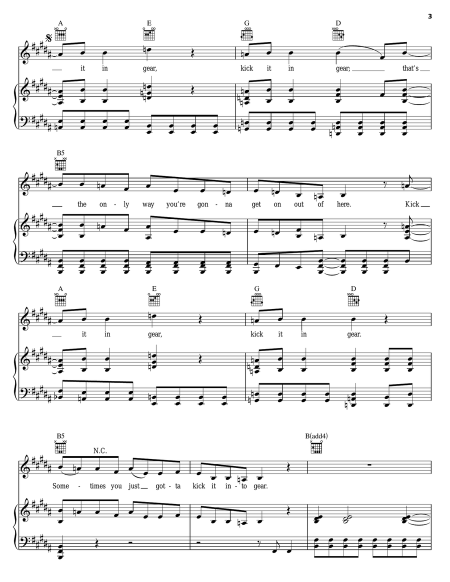 Kick It Into Gear Piano, Vocal, Guitar scores gallery preview page 3