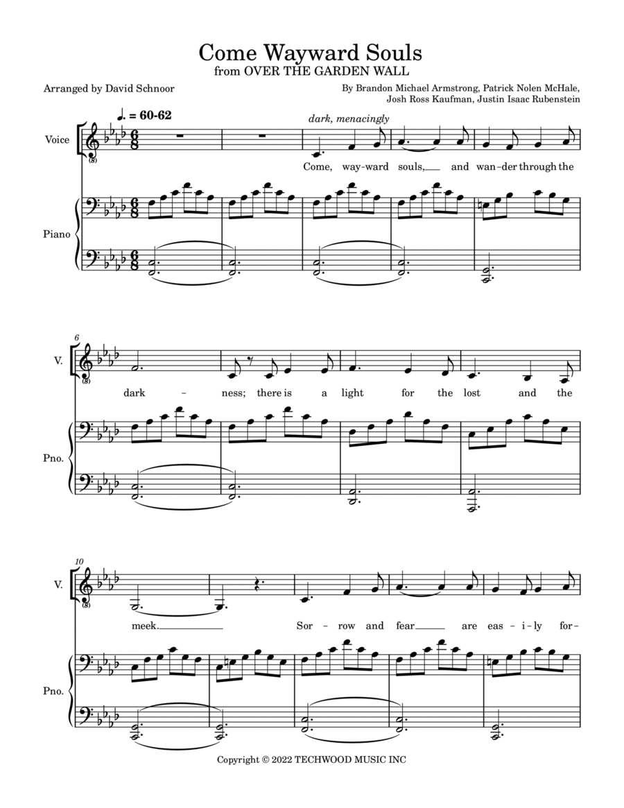 Come Wayward Souls Voice scores gallery preview page 1
