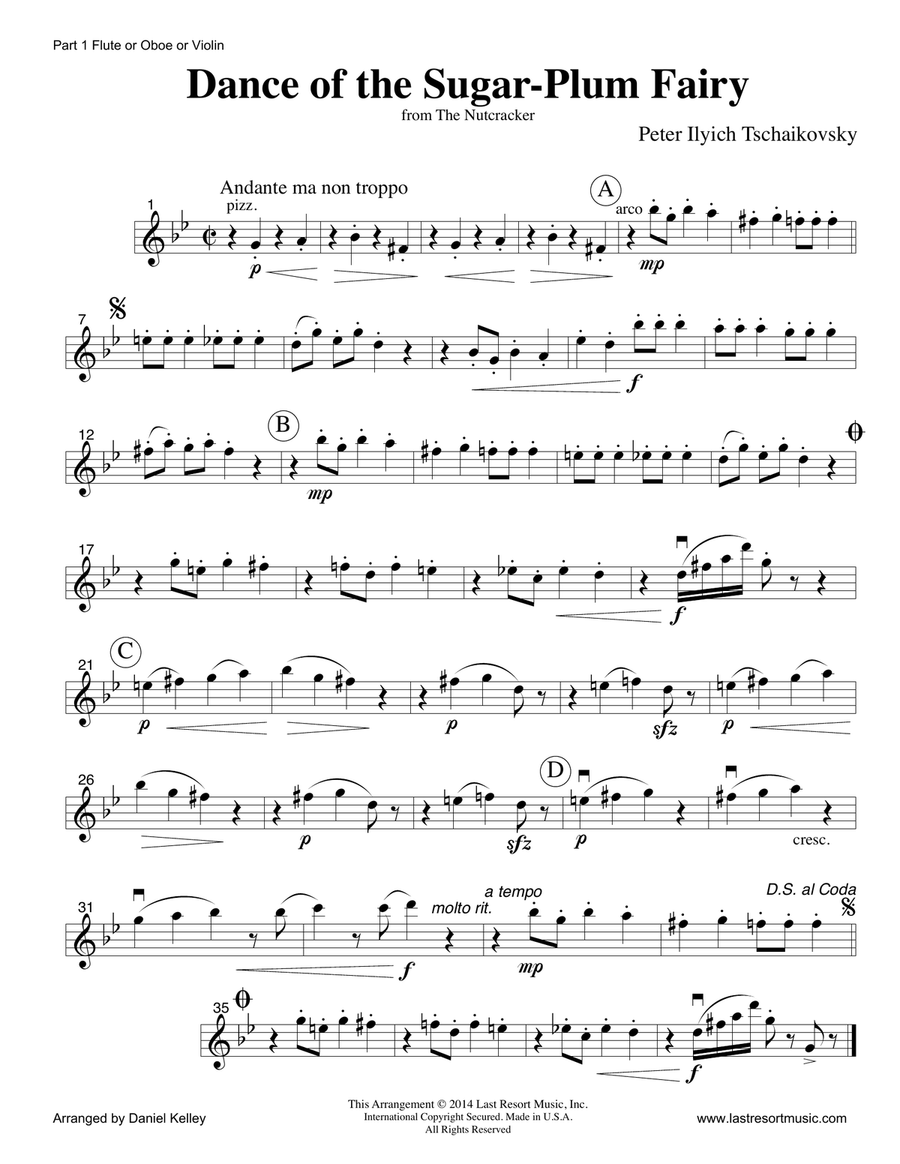 Dance of the Sugar Plum Fairy from The Nutcracker for Woodwind Trio (Flute, Oboe, Clarinet) Small Ensemble scores gallery preview page 4