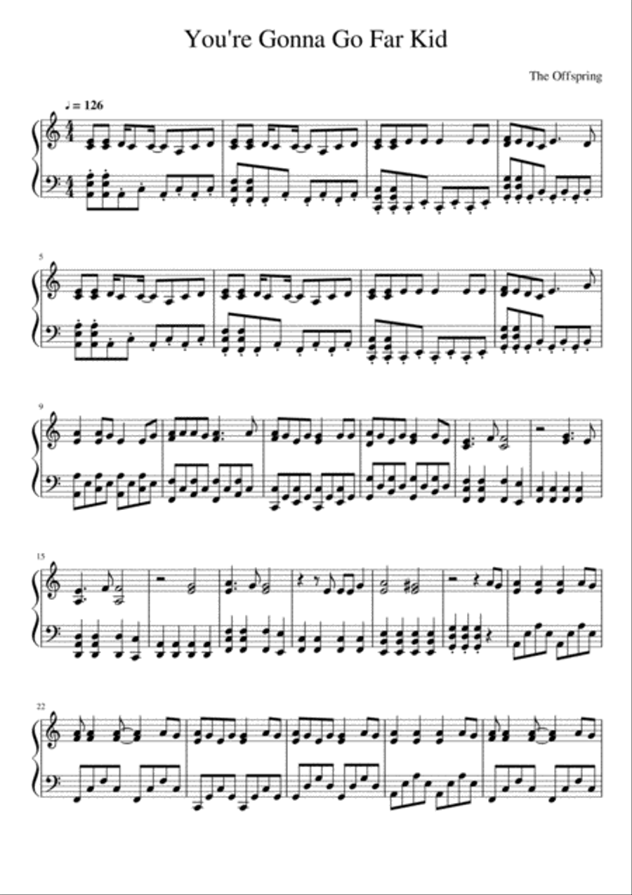 You're Gonna Go Far Kid Piano Solo scores gallery preview page 1