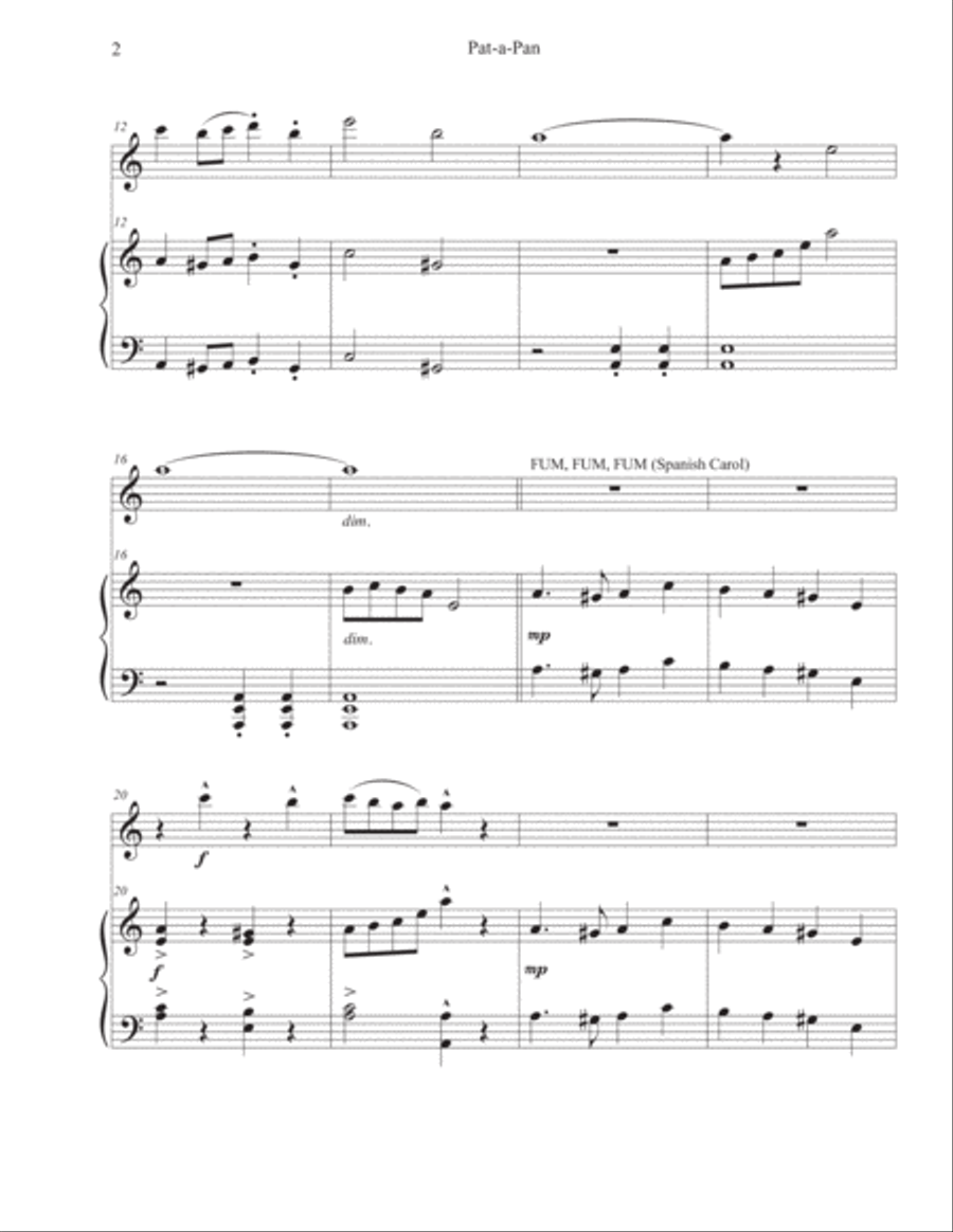 Pat-a-Pan (Violin-Piano) Violin Solo scores gallery preview page 2