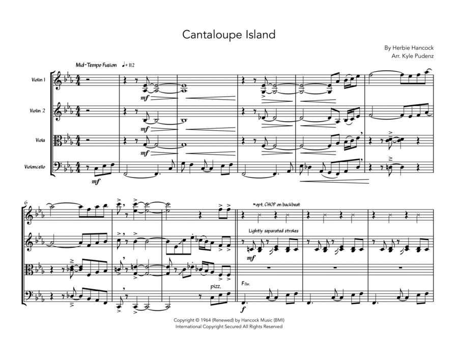 Cantaloupe Island String Quartet scores gallery preview page 1