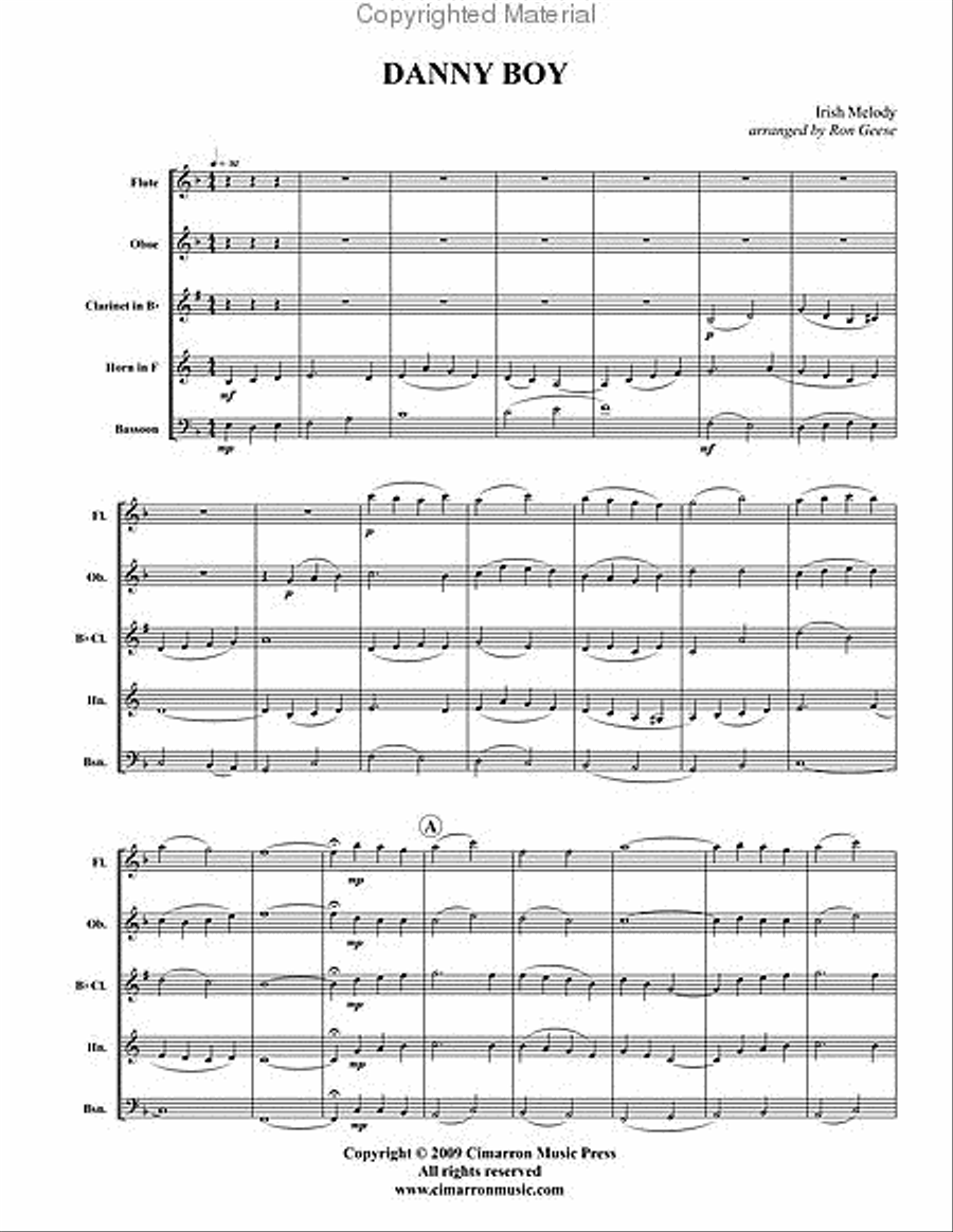 Danny Boy Woodwind Quintet scores gallery preview page 2