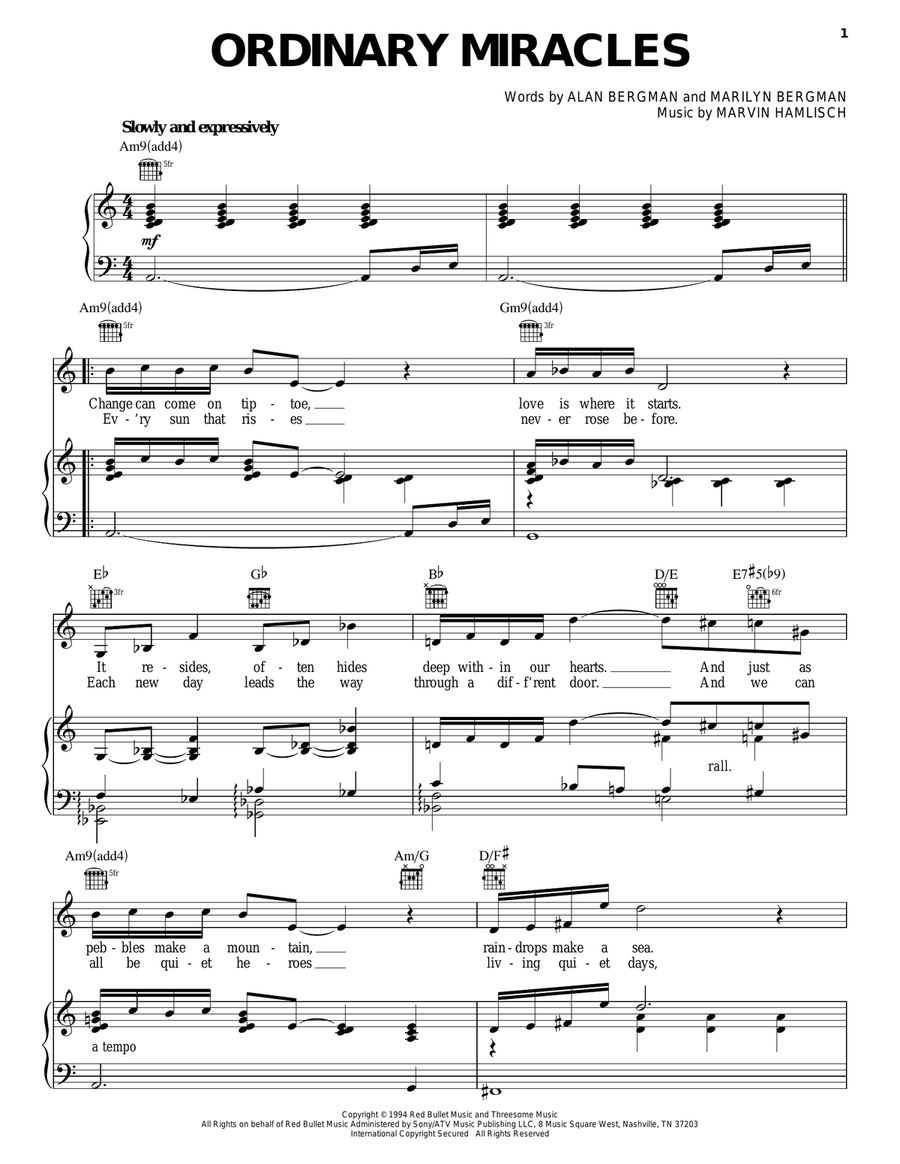 Ordinary Miracles Piano, Vocal, Guitar scores gallery preview page 1