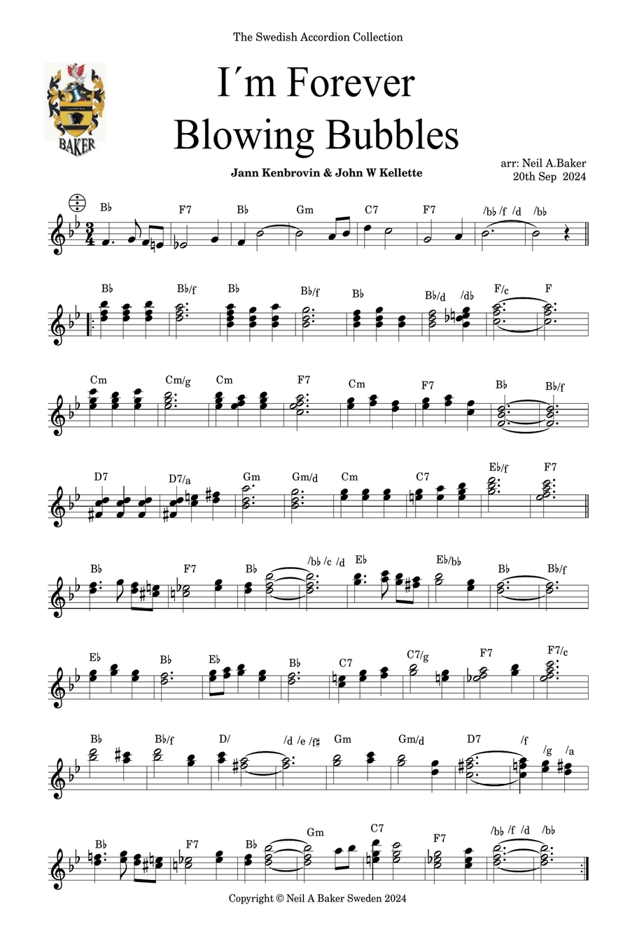 I´m Forever Blowing Bubbles Accordion scores gallery preview page 1