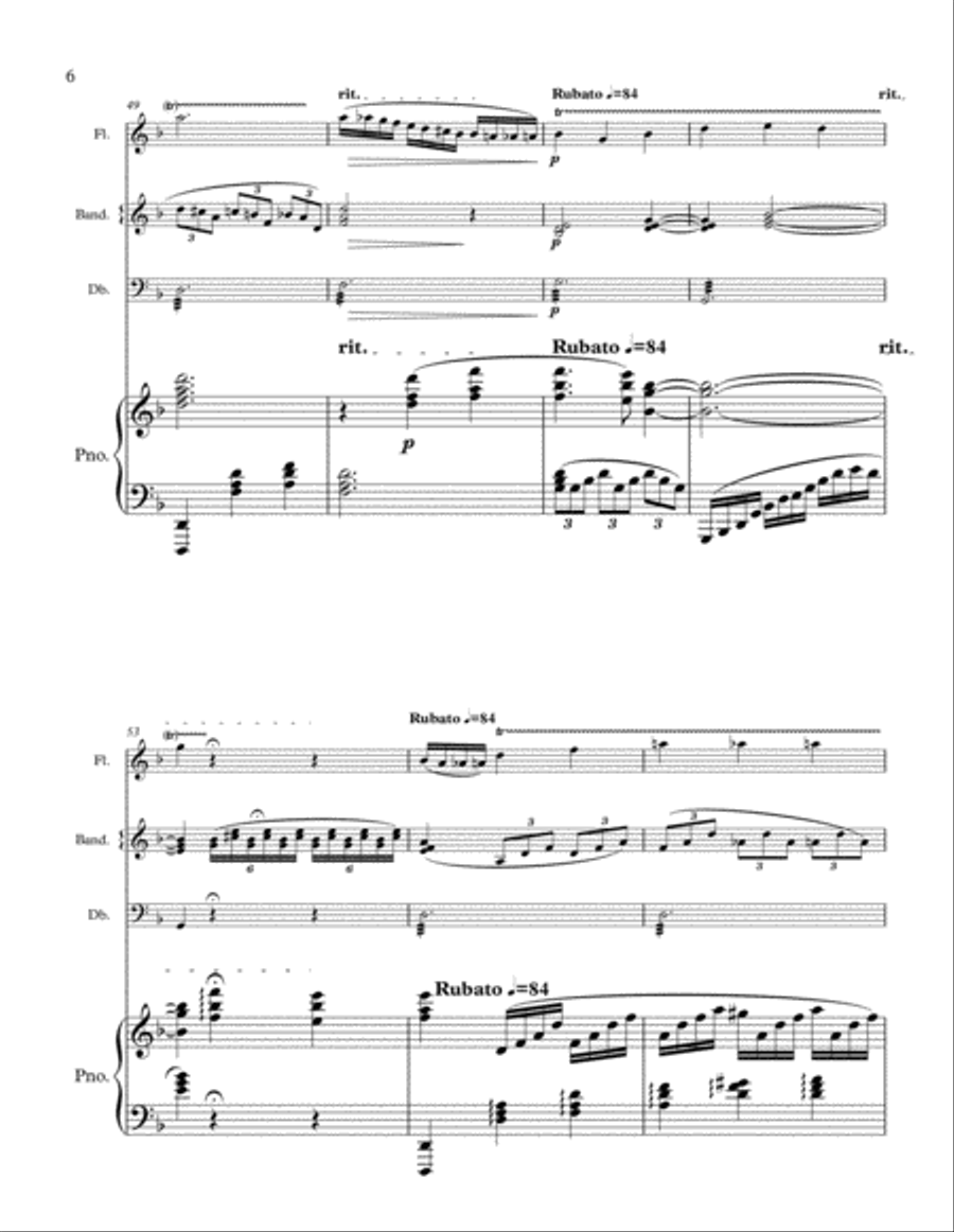 Ochi Ciornie for flute bandoneon bass and piano Flute scores gallery preview page 6