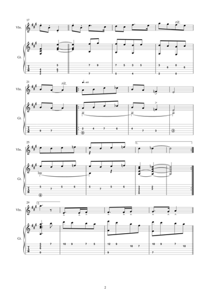 Study of violin and guitar opus 2 in A Major