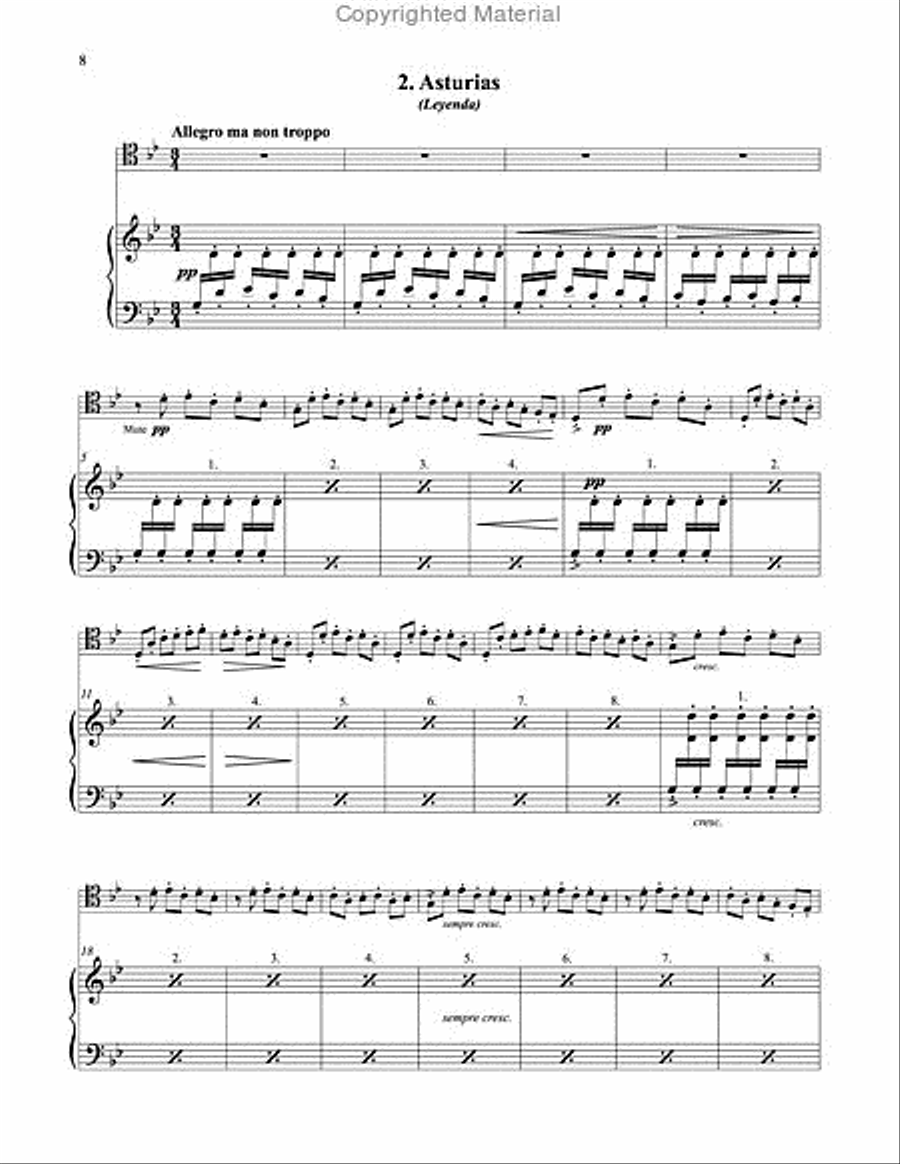 Three Pieces from Suite Espanola for Trombone & Piano Piano Accompaniment scores gallery preview page 6