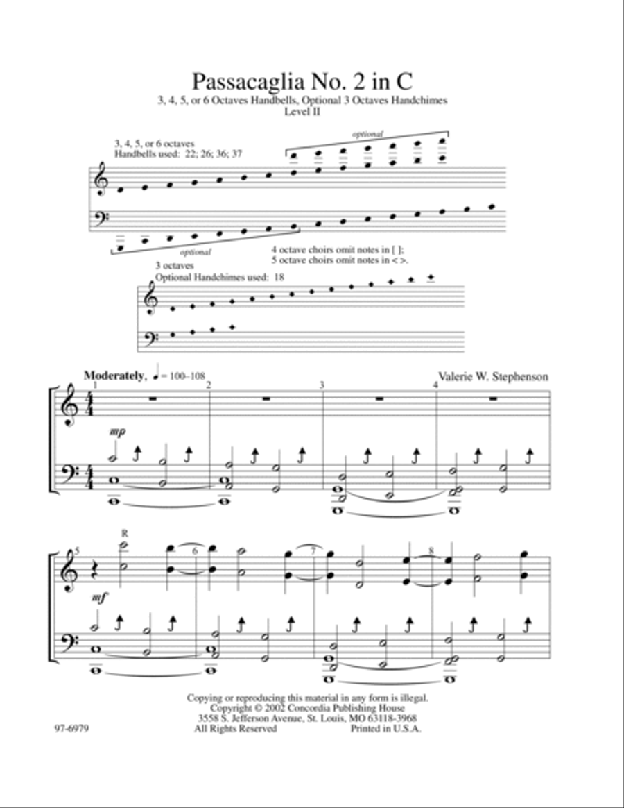 Passacaglia No. 2 in C Handbell Choir scores gallery preview page 2