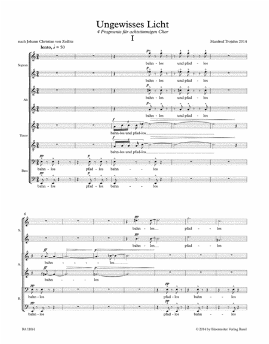 Ungewisses Licht (2014) SSAATTBB scores gallery preview page 2