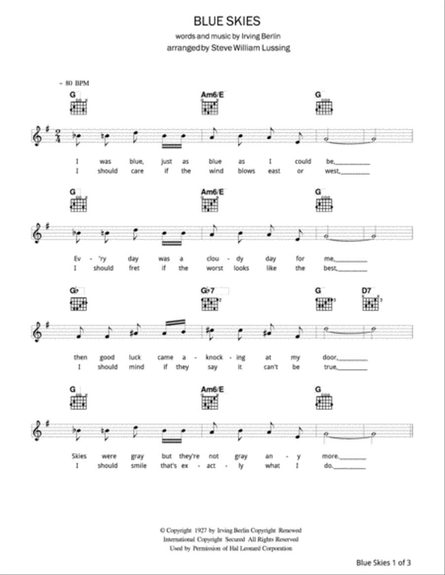 Blue Skies Guitar scores gallery preview page 2