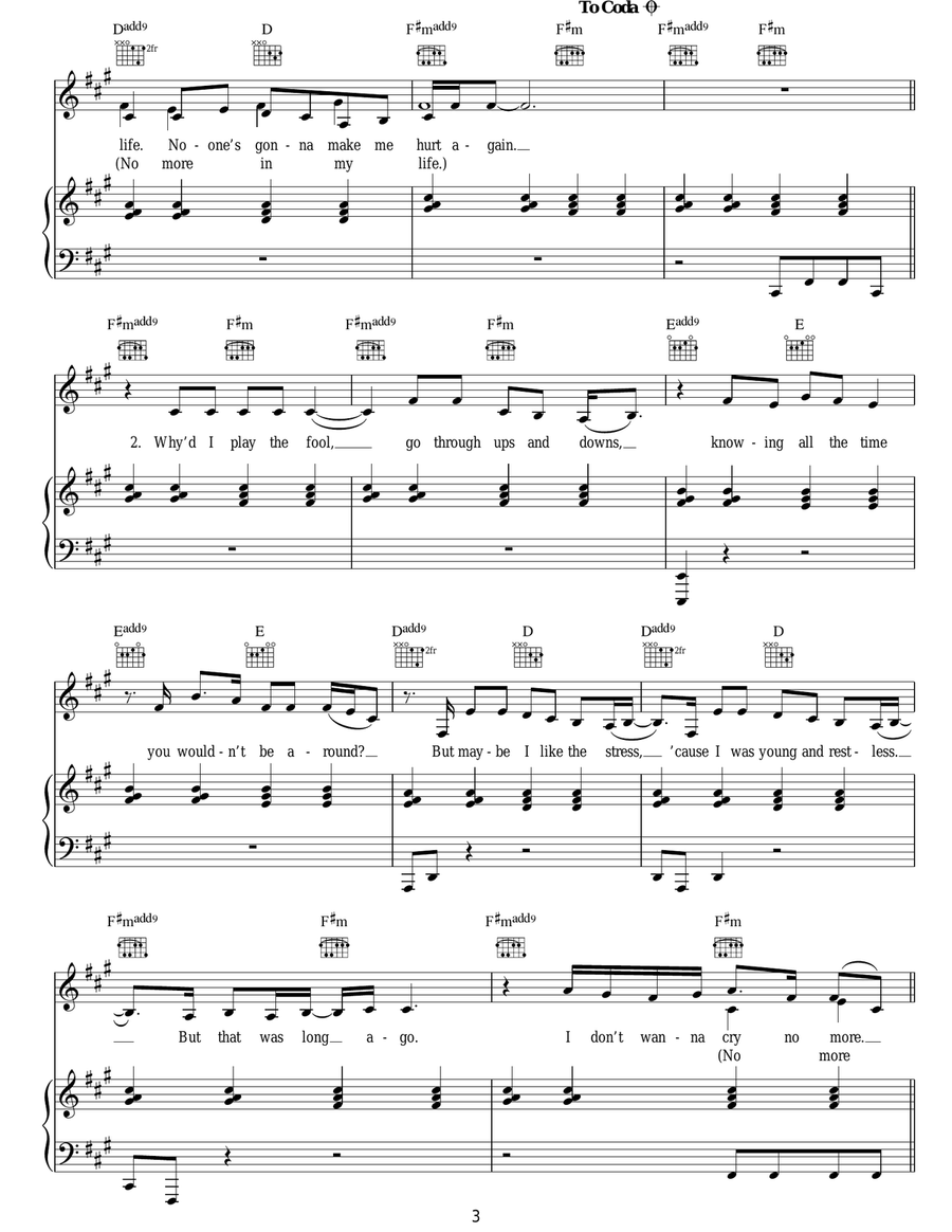 No More Drama Piano, Vocal scores gallery preview page 3