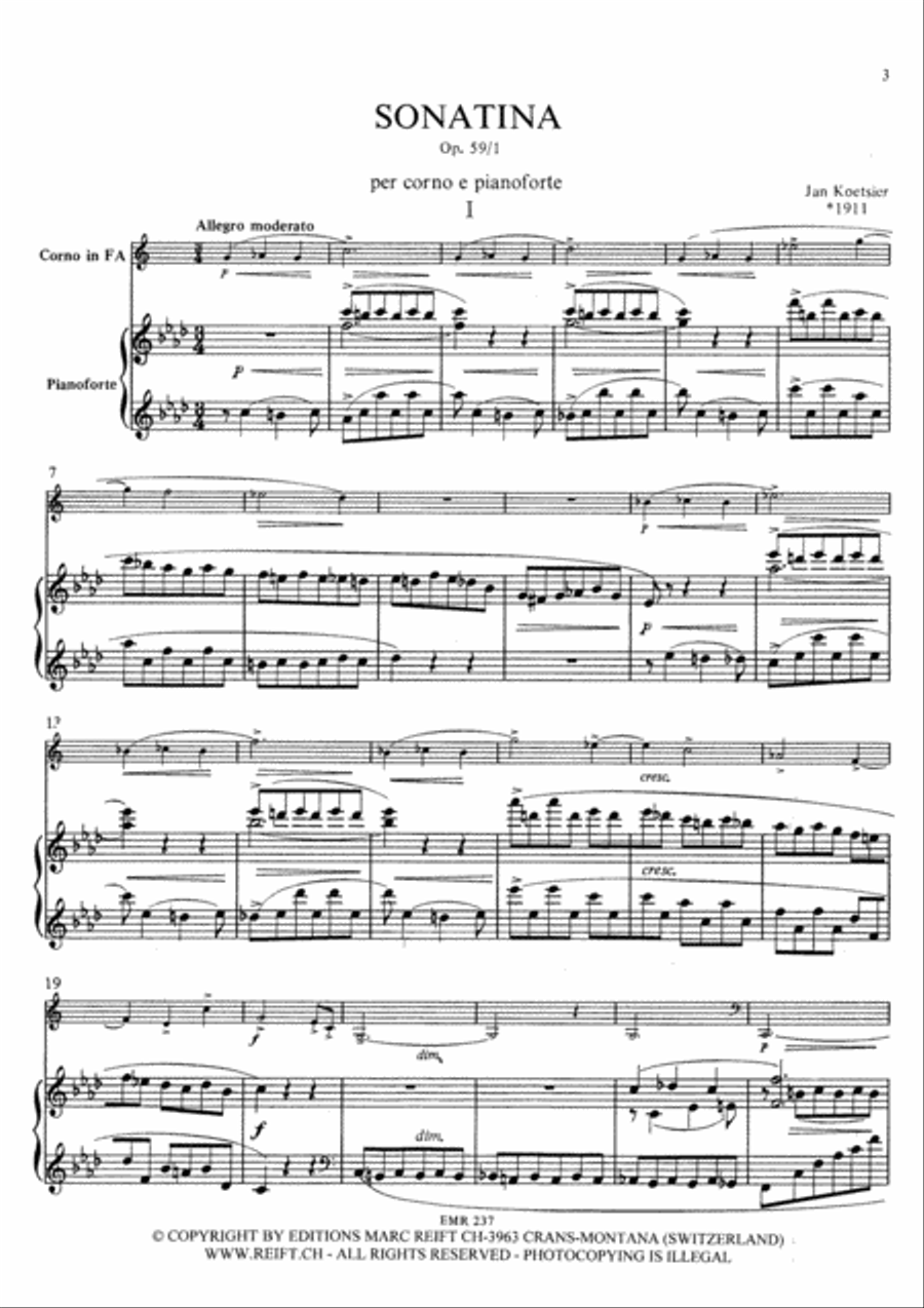 Sonatina Op. 59/1 Horn scores gallery preview page 3