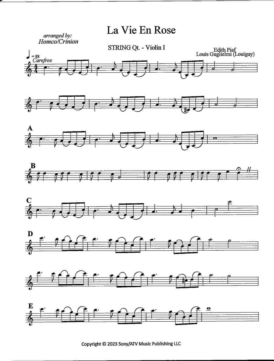 La Vie En Rose String Quartet scores gallery preview page 2