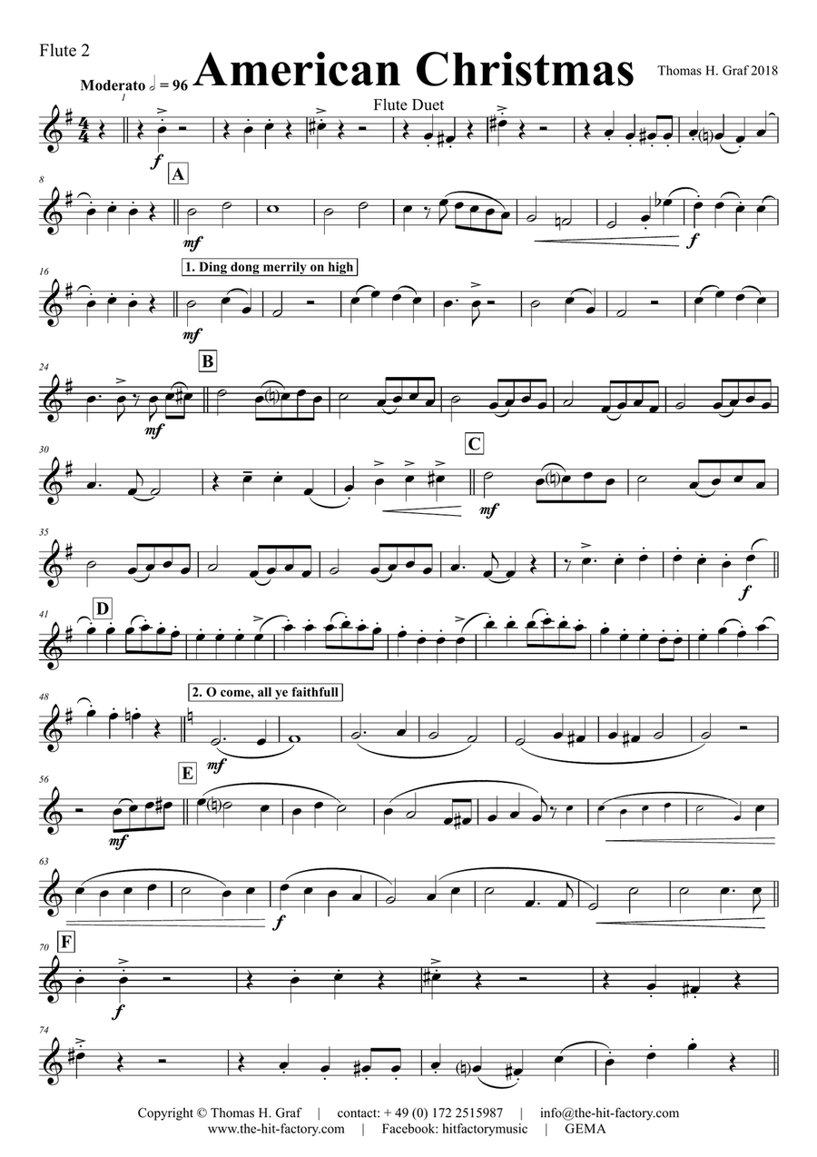 American Christmas - Mash up Rondo of best Christmas Songs - Flute Duet Flute Duet scores gallery preview page 6