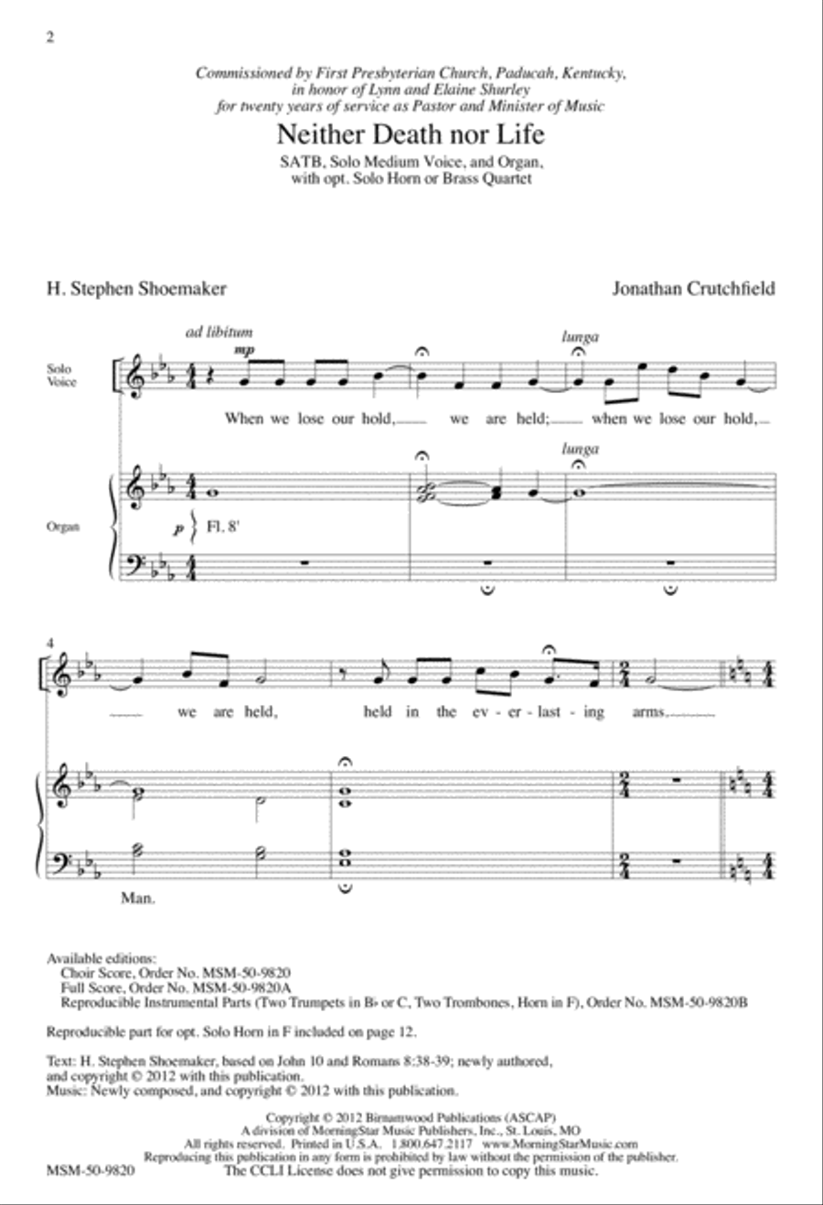 Neither Death nor Life Neither Death nor Life 4-Part scores gallery preview page 2