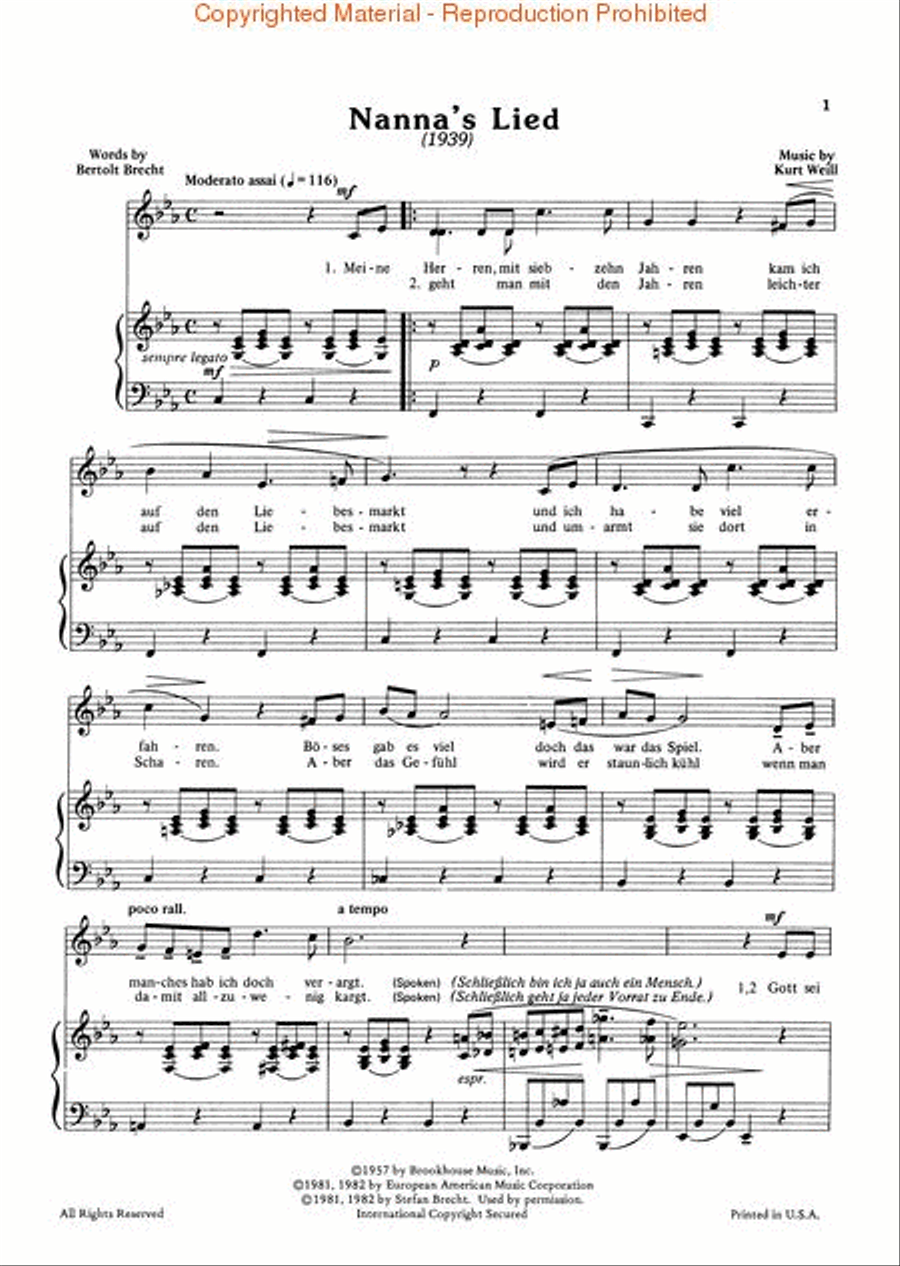The Unknown Kurt Weill Piano, Vocal scores gallery preview page 2