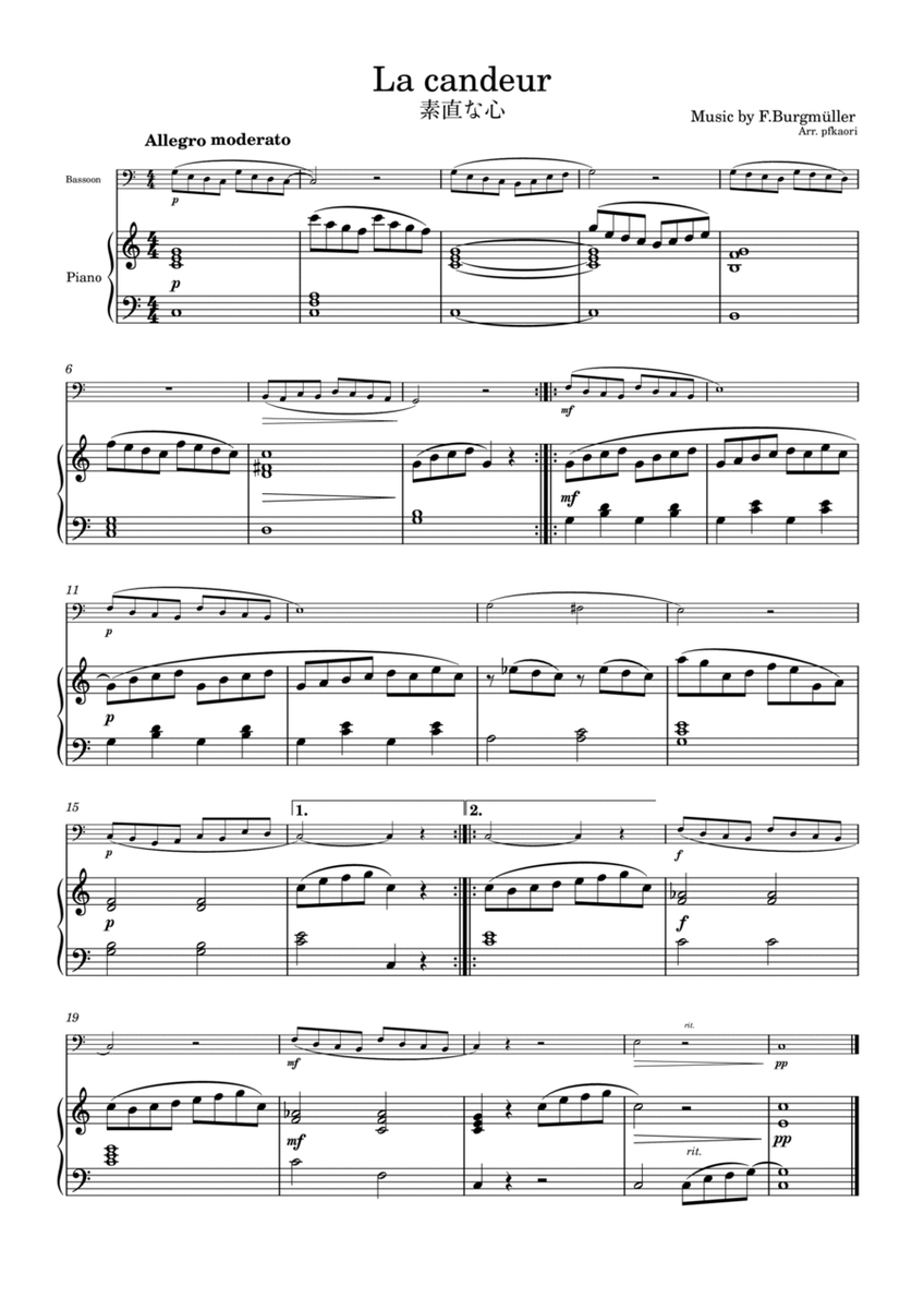 Burgmüller "La candeur" Bassoon & piano