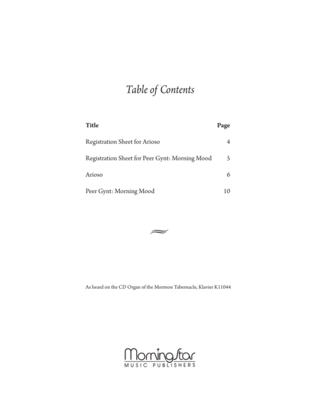 Two Transcriptions for Organ: Arioso and Morning Mood image number null