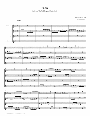 Fugue 12 from Well-Tempered Clavier, Book 2 (Clarinet Quartet)