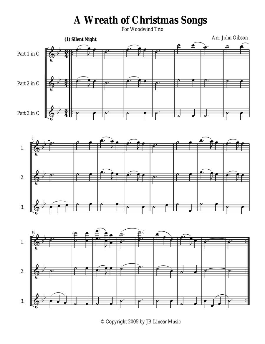 A Wreath of Christmas Songs - easy woodwind trios Woodwind Trio scores gallery preview page 3