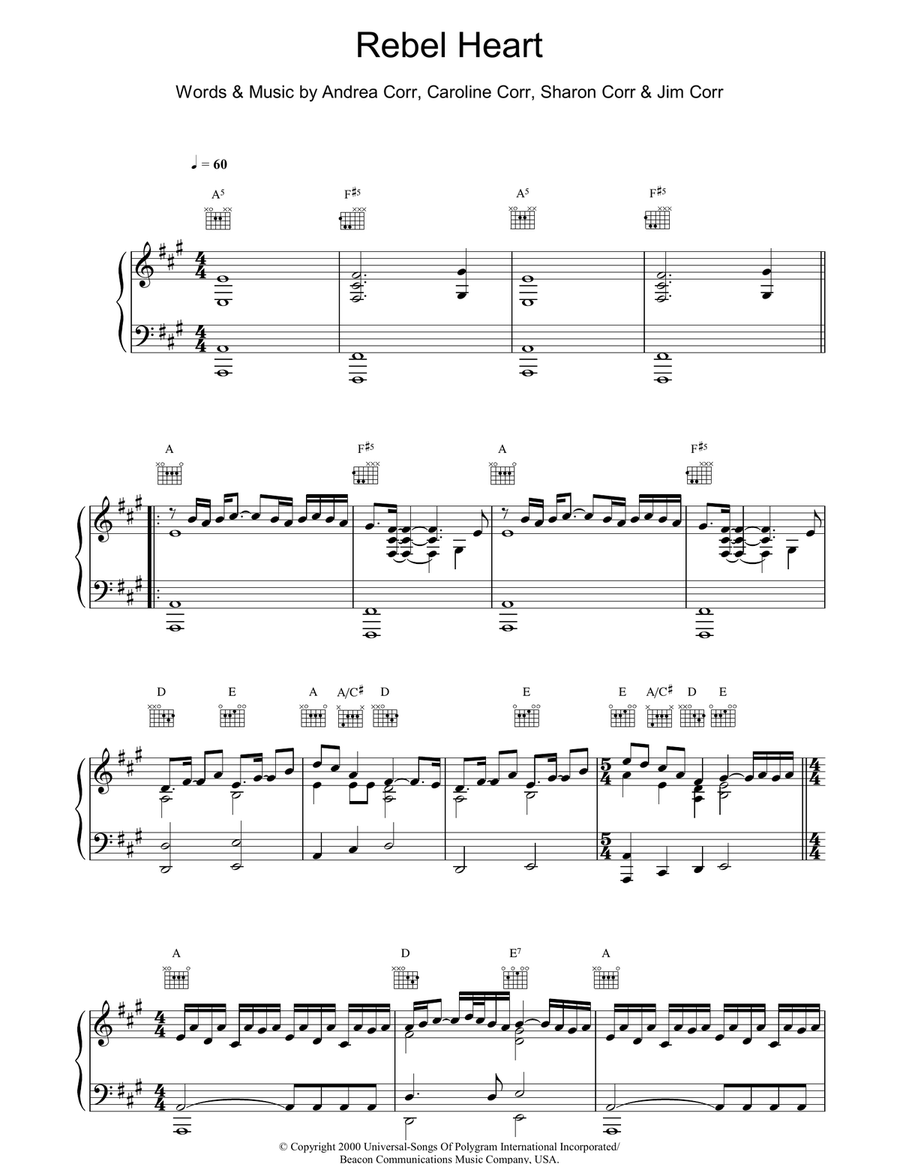 Rebel Heart Piano, Vocal, Guitar scores gallery preview page 1