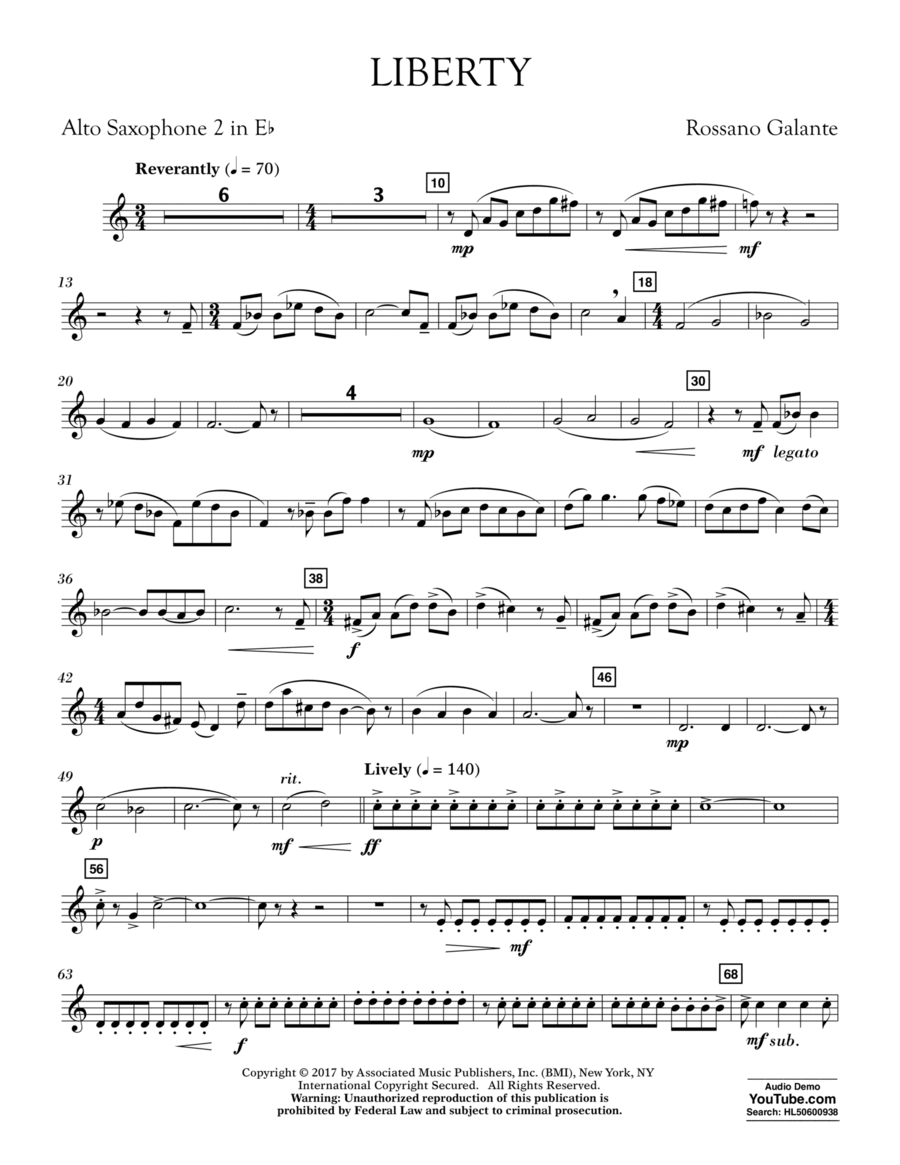 Liberty - Alto Saxophone 2 in Eb Alto Saxophone scores gallery preview page 1