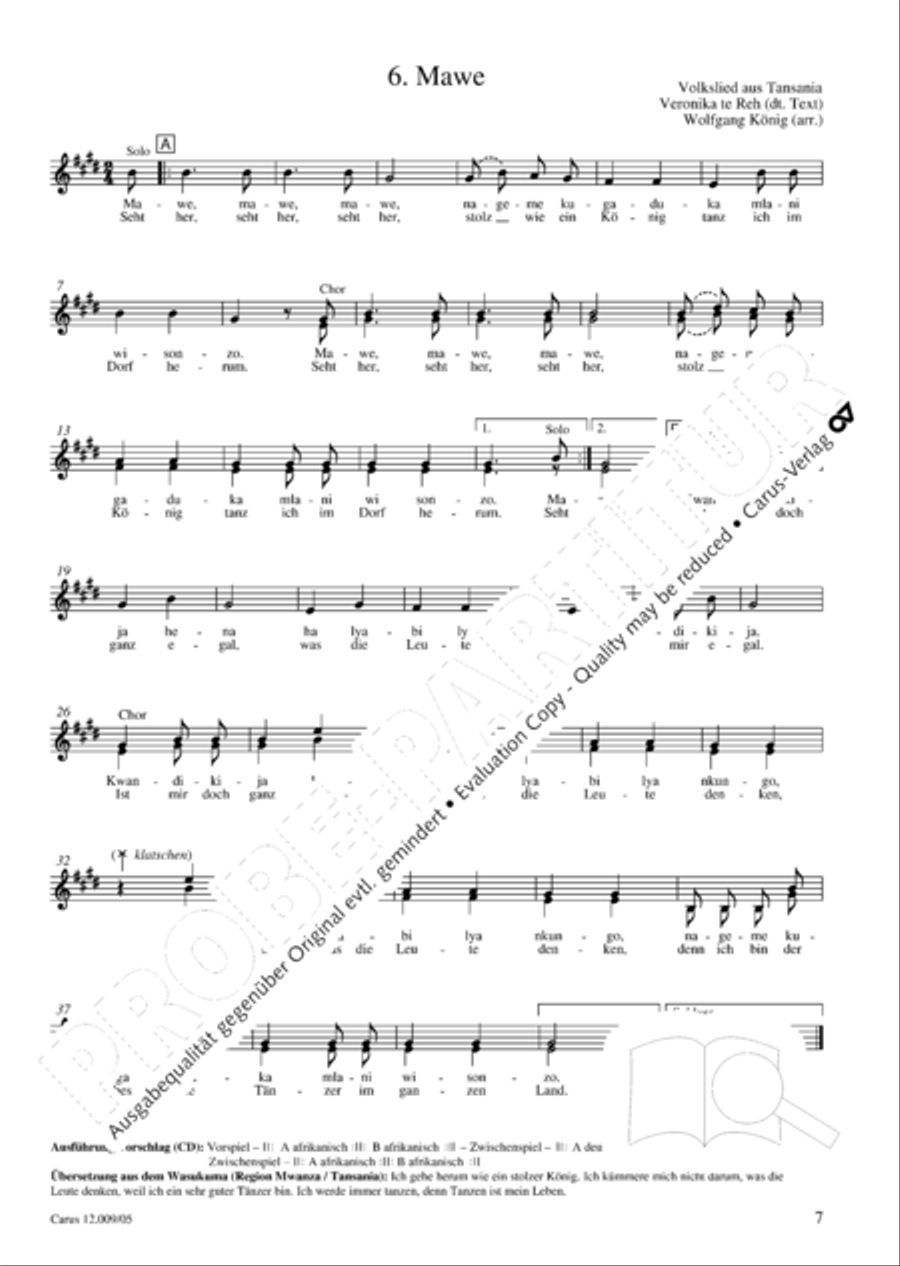 Freundschaft mir Afrika. 15 deutsch-afrikanische Lieder Choir scores gallery preview page 8