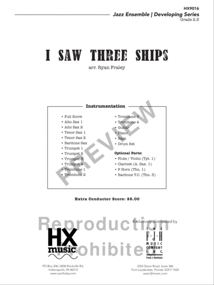 I Saw Three Ships Jazz Ensemble scores gallery preview page 2