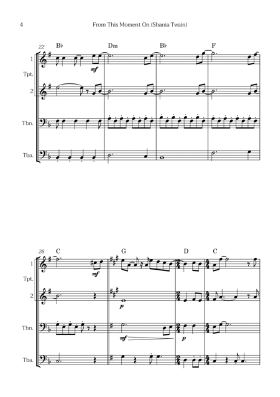 From This Moment On Brass Quartet scores gallery preview page 4