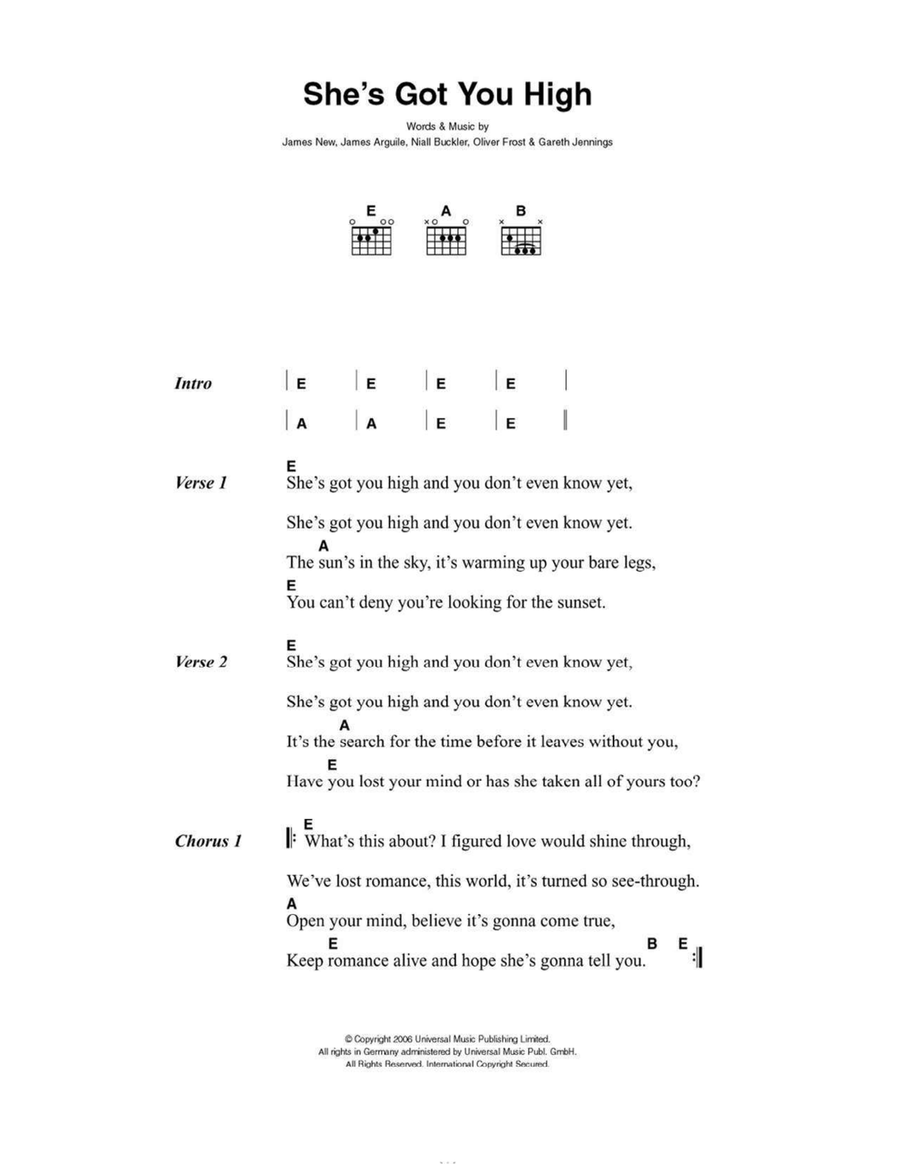 She's Got You High Easy Guitar scores gallery preview page 1