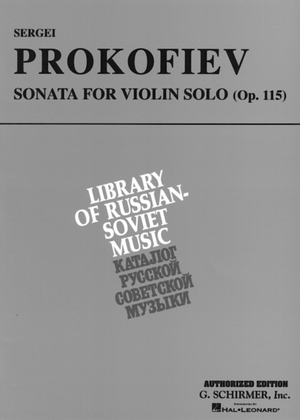 Book cover for Sonata For Violin Solo, Opus 115