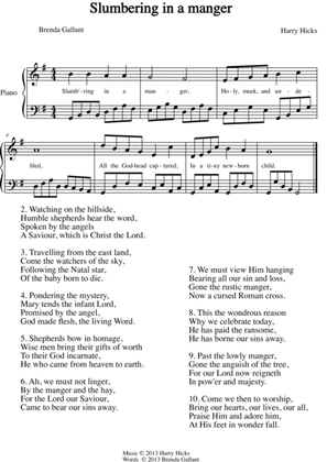 Slumbering in a manger. A brand new hymn!
