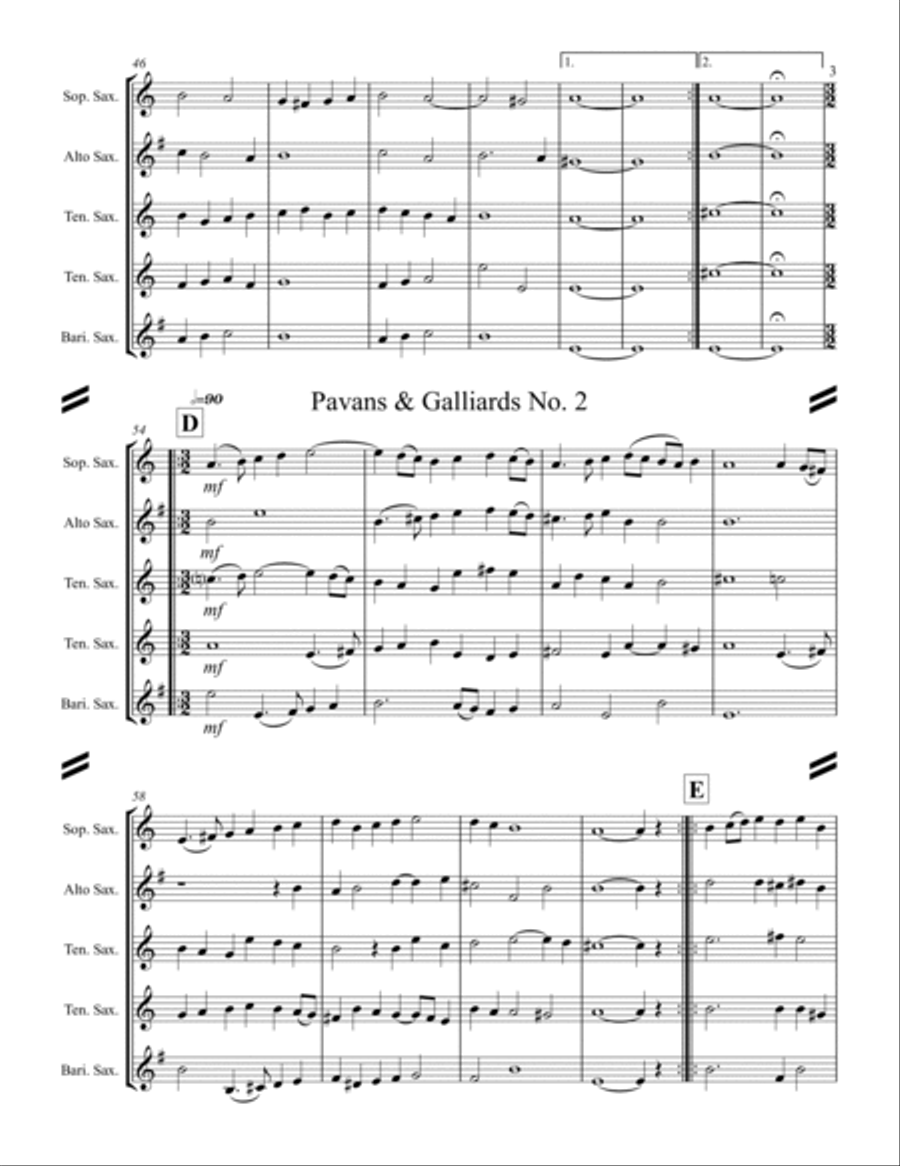 Holborne - 10 Pavans and Galliards (for Saxophone Quintet SATTB or AATTB) Saxophone Quintet scores gallery preview page 4