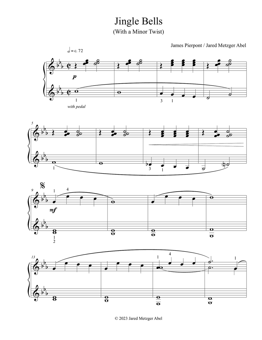 Jingle Bells (With a Minor Twist) Piano Solo scores gallery preview page 1