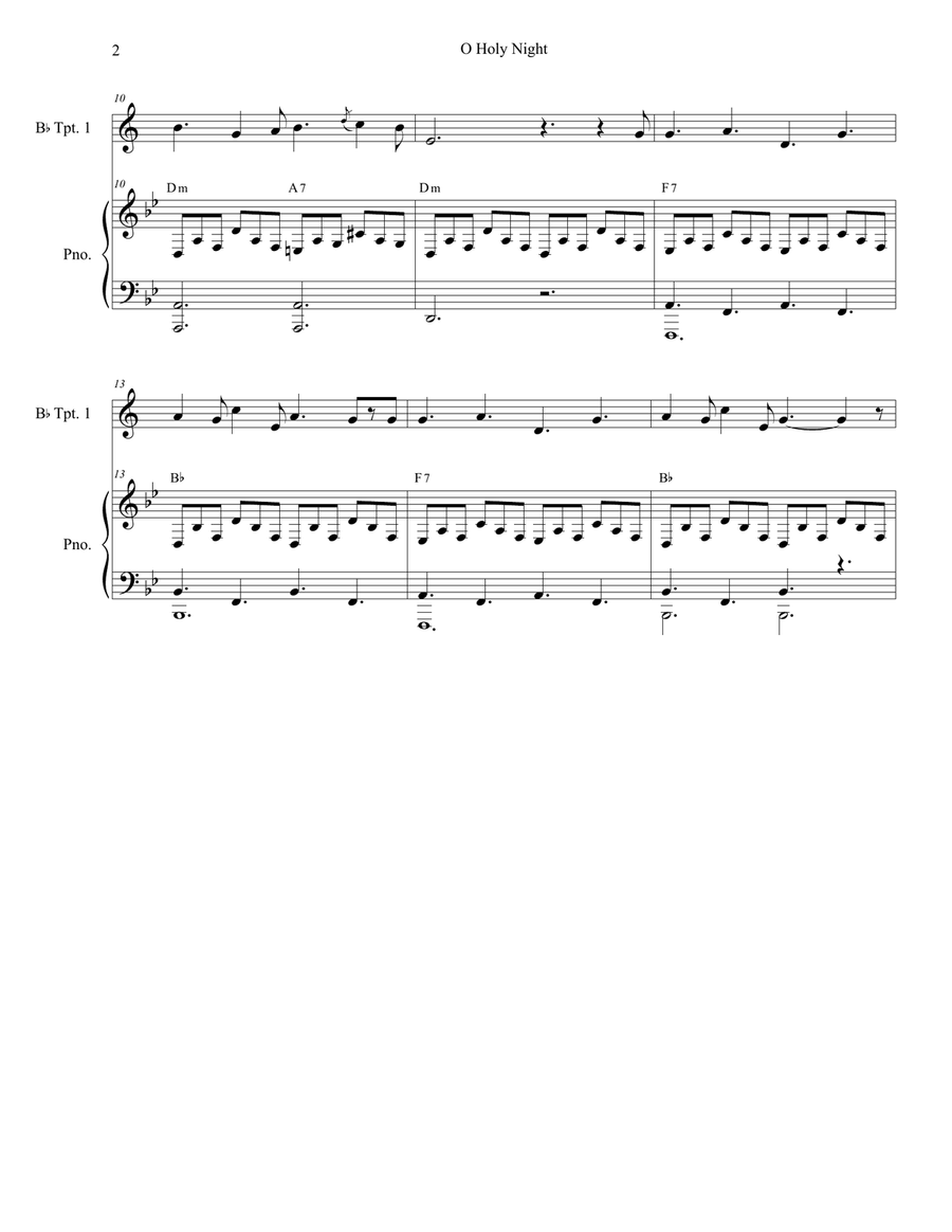 O Holy Night (for Brass Quintet and Piano) Brass Ensemble scores gallery preview page 3