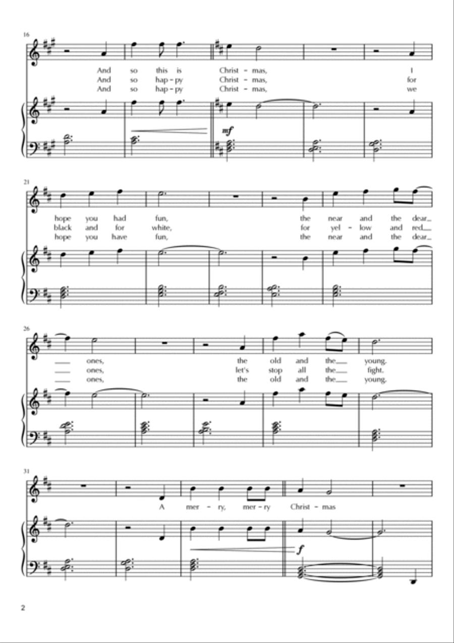 Happy Xmas (war Is Over) Voice scores gallery preview page 2