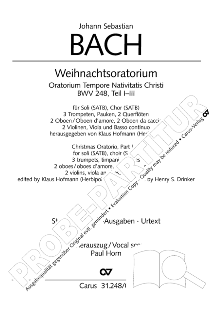 Christmas oratorio (Weihnachtsoratorium, Teile I-III) 4-Part scores gallery preview page 2
