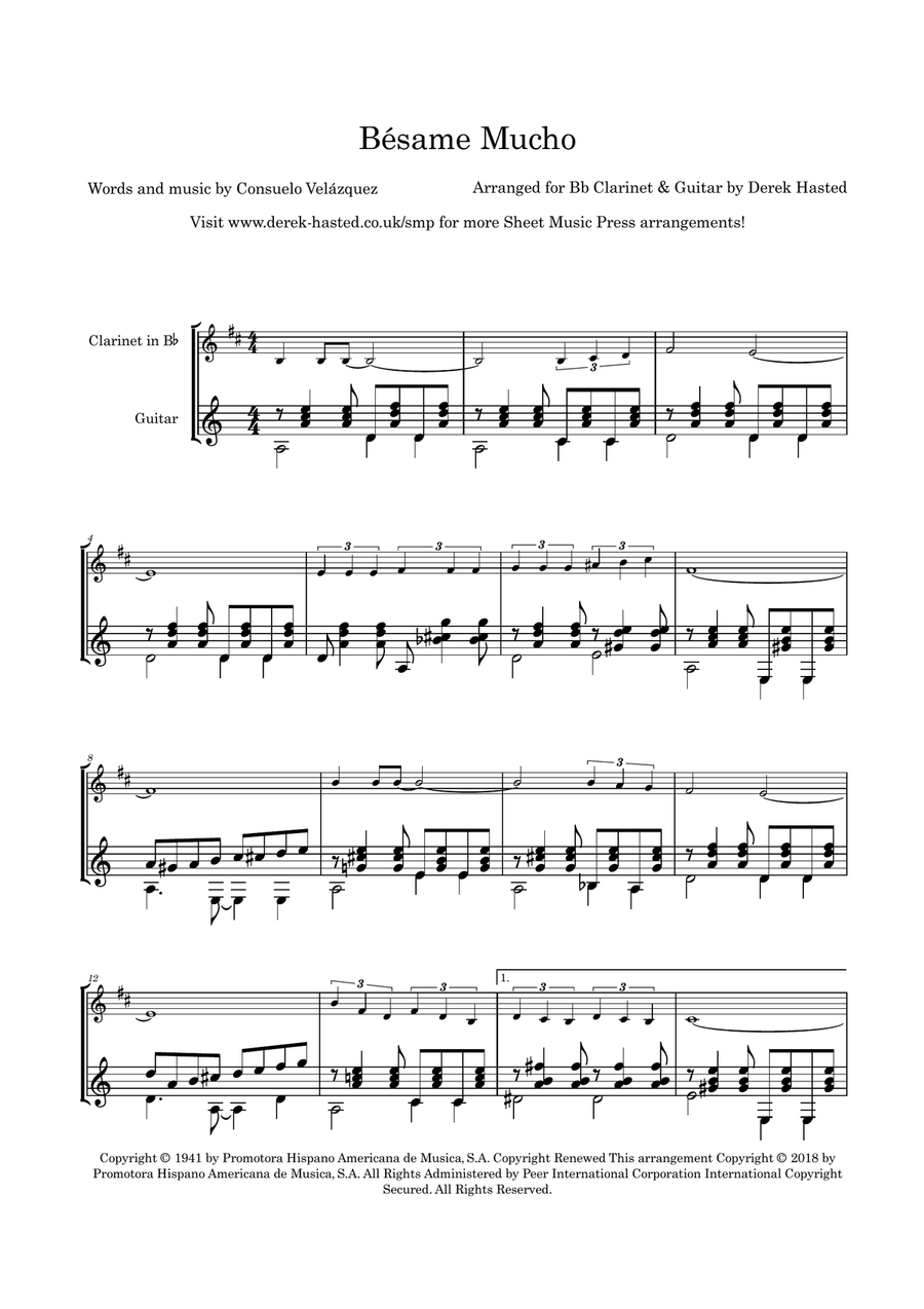 Bésame Mucho Clarinet scores gallery preview page 5