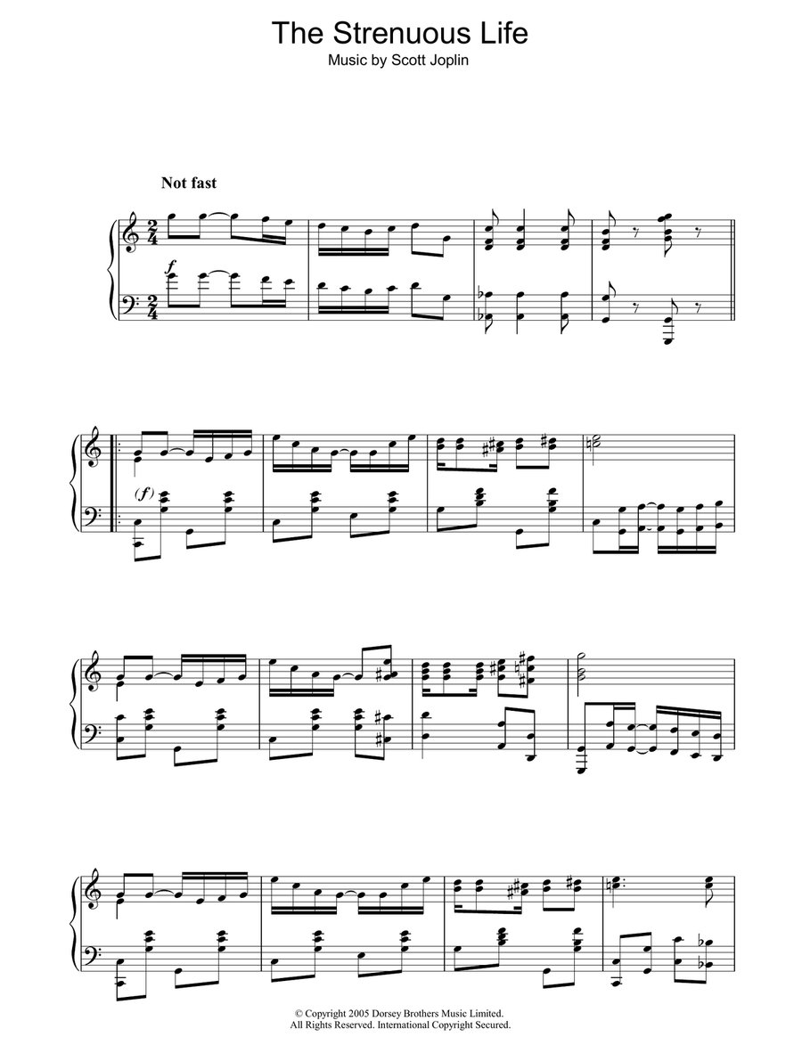 Strenuous Life Strenuous Life Piano Solo scores gallery preview page 1