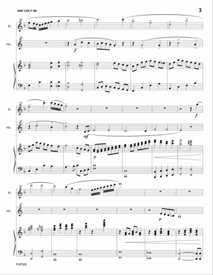 AND CAN IT BE - FLUTE & HORN with Piano Accompaniment Small Ensemble scores gallery preview page 3