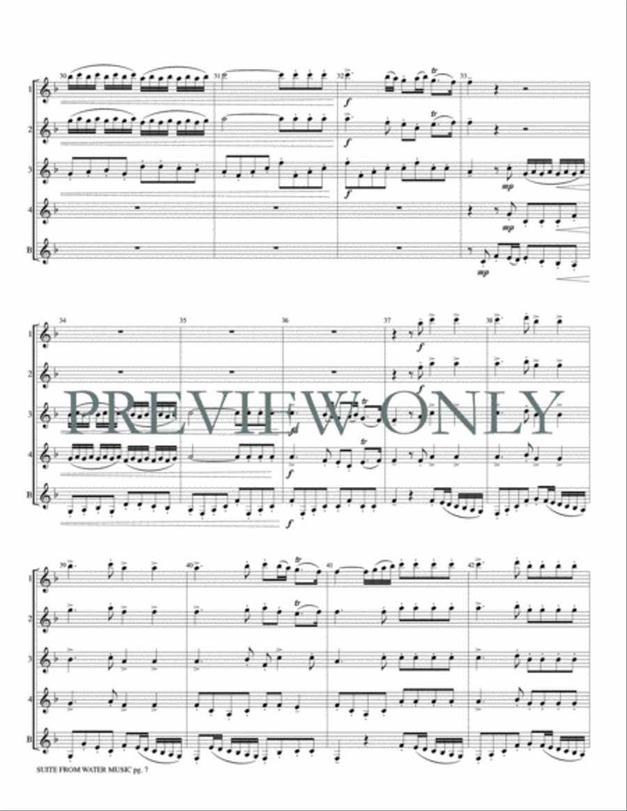 Suite from Water Music Clarinet Quintet scores gallery preview page 9
