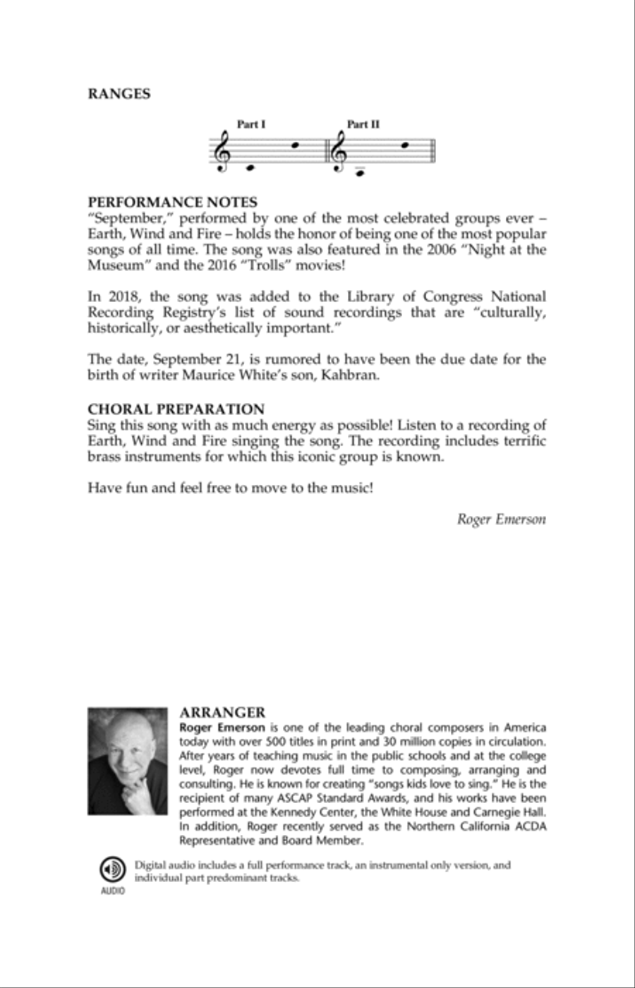 September (arr. Roger Emerson) 2-Part scores gallery preview page 10