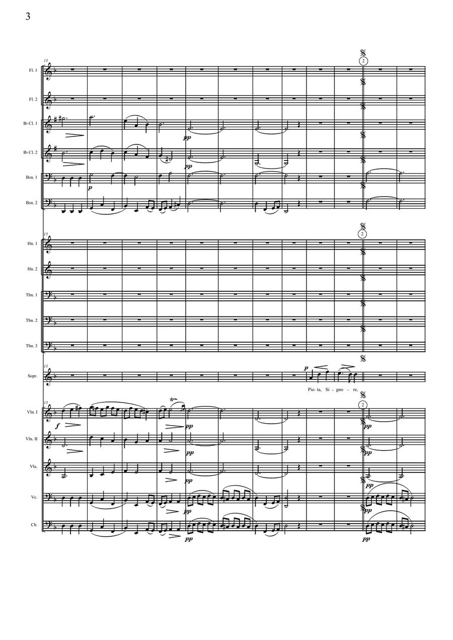 Pieta Signore (For soprano voice and symphony orchestra) Pieta Signore (For soprano voice and symphony orchestra) Full Orchestra scores gallery preview page 3