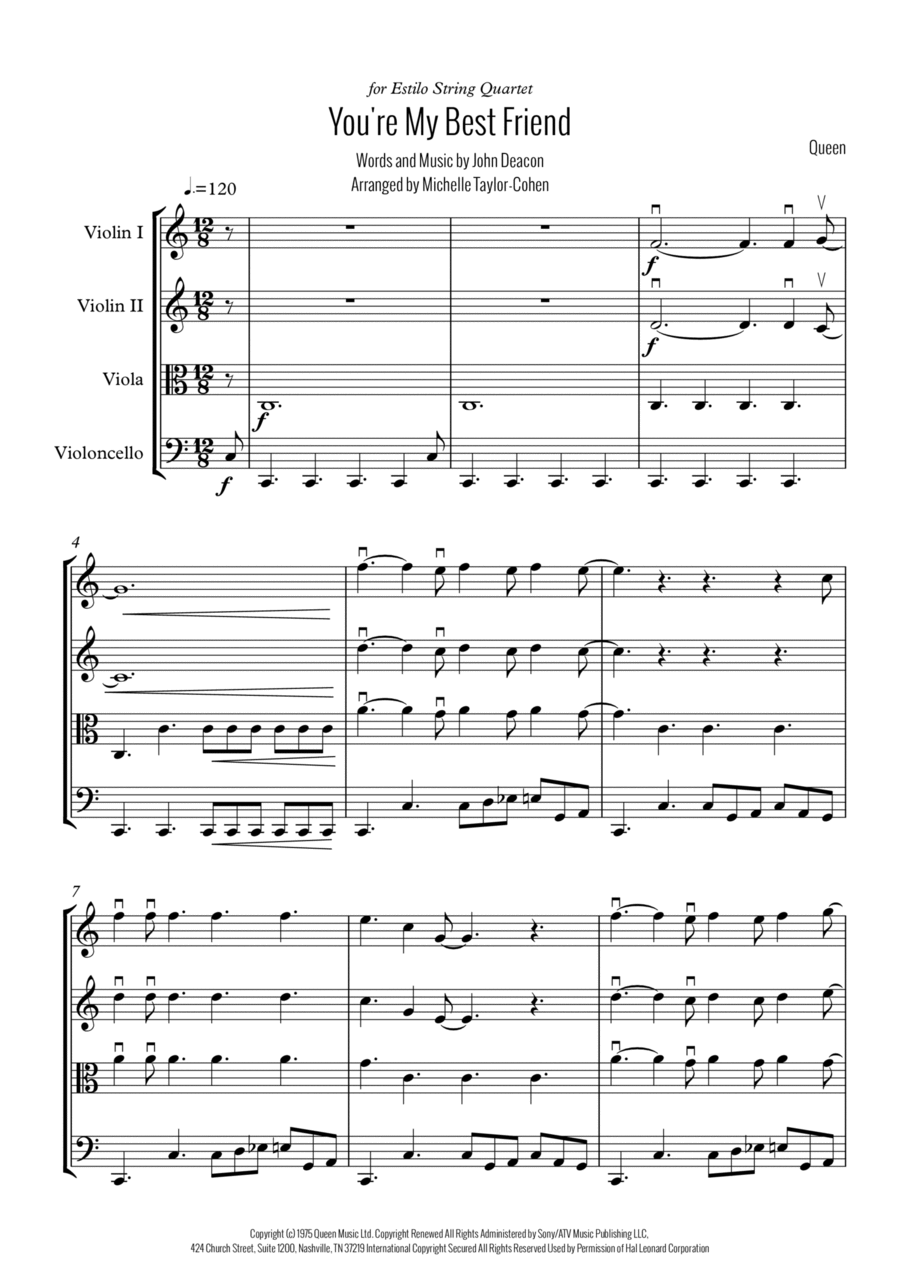 You're My Best Friend String Quartet scores gallery preview page 1