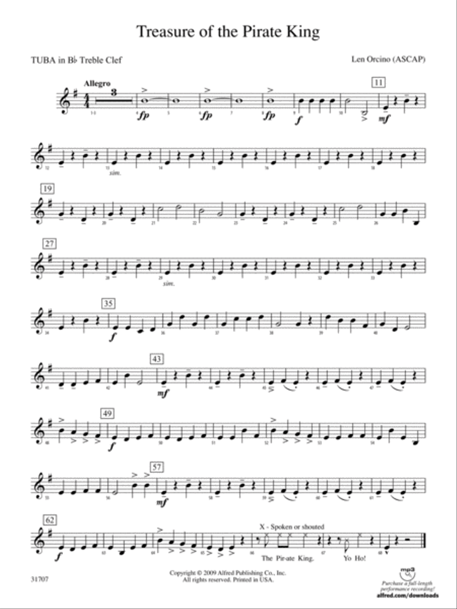 Treasure of the Pirate King: (World Part) B-flat Tuba T.C. Concert Band scores gallery preview page 1